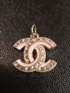 CC Pink Enamel and Crystal Charm Pendant